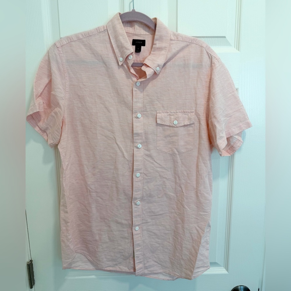 JCrew Linen Baird McNutt Irish linen Light Pink Short-Sleeve Button-Down Shirt
